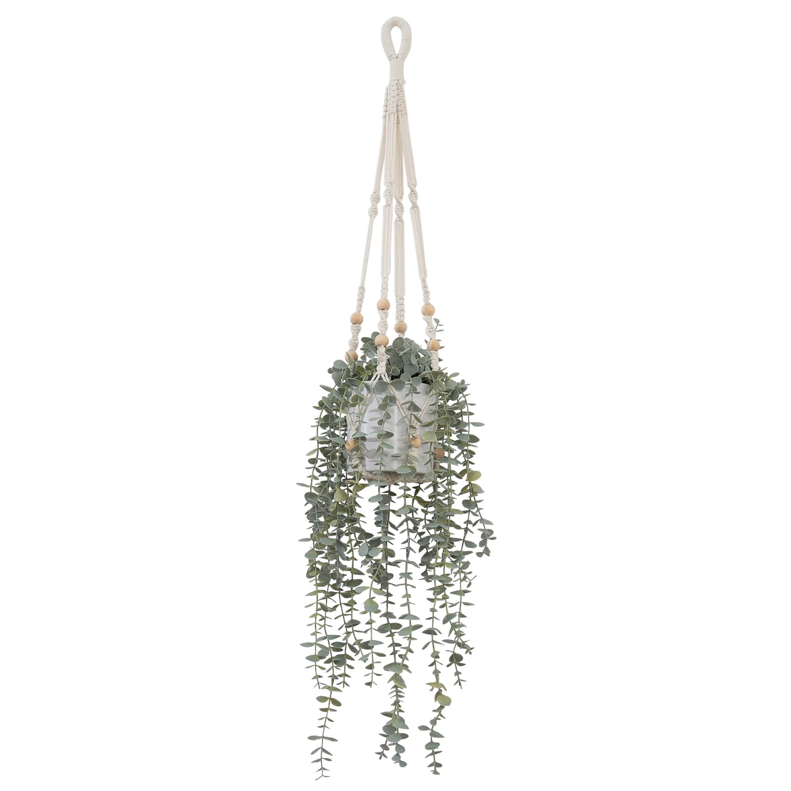 BACAMA Hanging Plants Artificial Decor Fake Potted Trailing Vines Lifelike Greenery for New Home Decoration (1PCS-Large Pot with Lanyard)