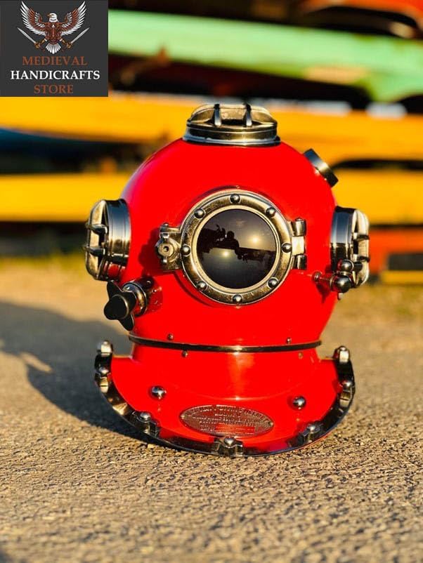 Medieval HANDICRAFTS Store Vintage Navy Divers Deep Sea Mark V Antique Vintage Us Scuba Marine Home Diving Helmet Decor & Office