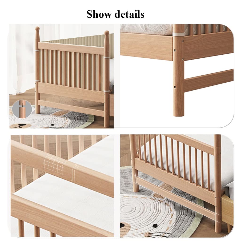 Cama de Costura para Niños, Ensanchar Recién Nacido Cama Lateral Plataforma de Madera Marco de La Cama Colchón Empalme Ensanchamiento Cama Infantil, con Colchón de 5cm