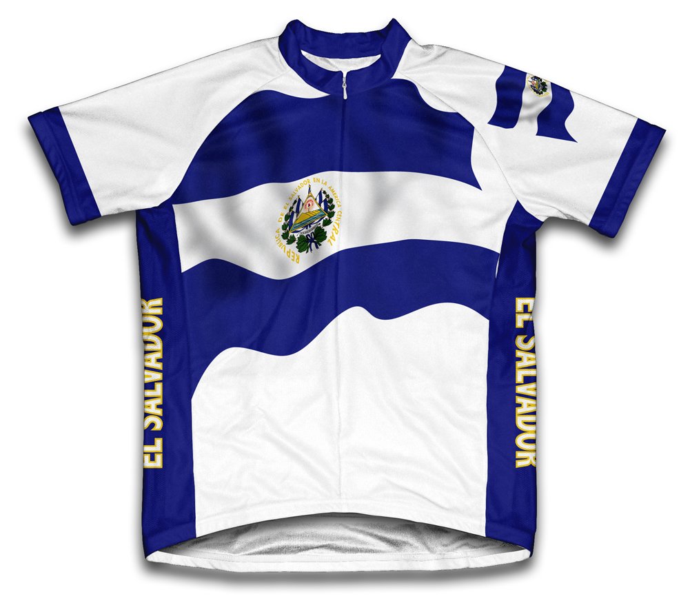 ScudoPro El Salvador Flag Short Sleeve Cycling Jersey for Men - Size 4XL