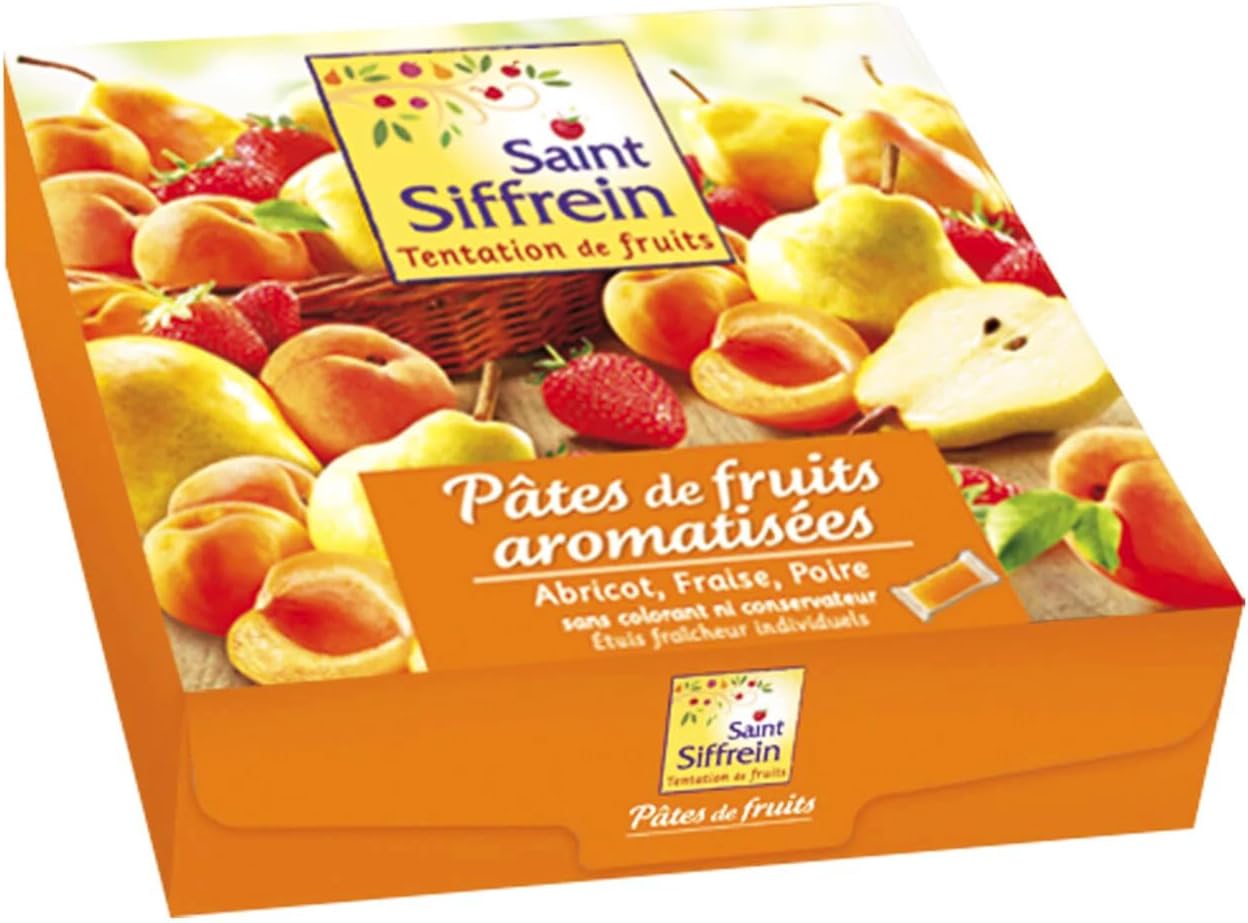 Siffrein Gourmet French Fruit Jellies (Fruit Pastes) Apricot, Pear and Strawberry 24ct 25.4oz