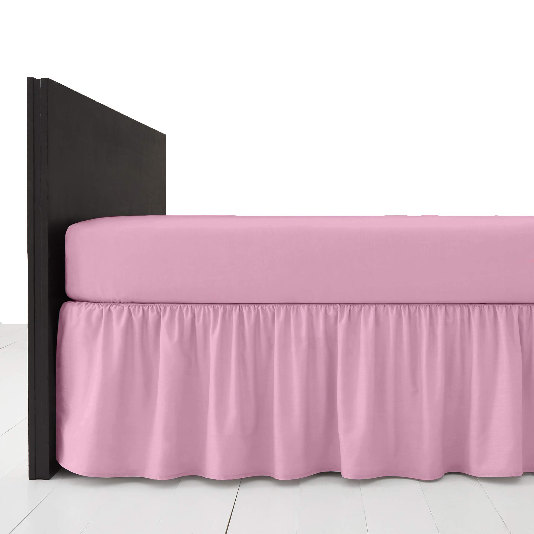 Amigozone Pink Plain Pollycotton Frilled Bed Base Valance Sheet (, Double)