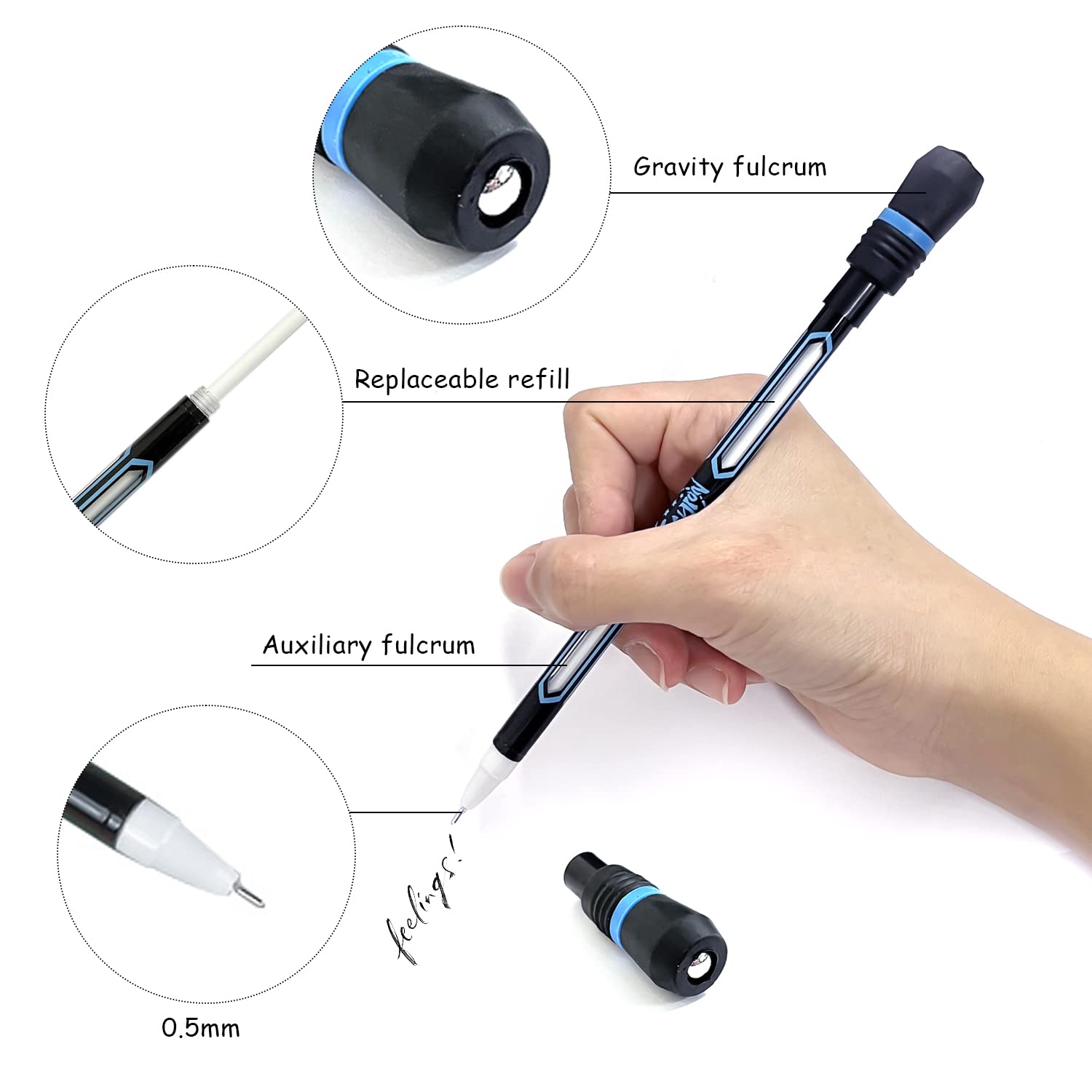 Lot de 4 stylos rotatifs avec mine - Pour étudiants, bureau, divertissement, etc