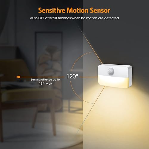 Miniatura 3 de Paquete de 2 luz nocturna con sensor de movimiento, luces adhesivas con sensor de movimiento para interiores, luces de cocina para debajo del