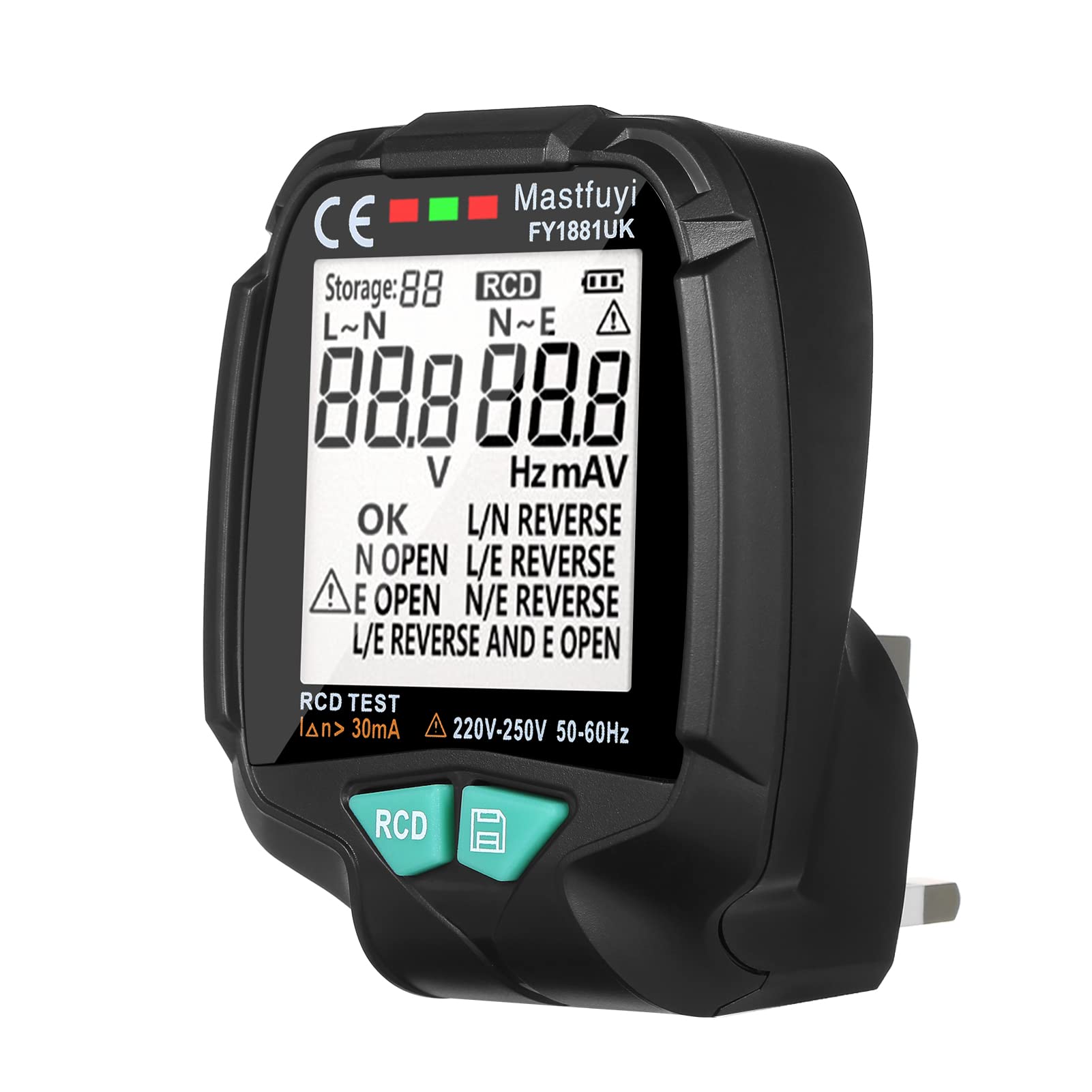 HELEMIY Multifunctional Socket Tester with Digital LCD Display Electric Socket Circuit Electrician Electro RCD Tester Ground Wire Zero Line Live Wire Phase Polarity Leakage