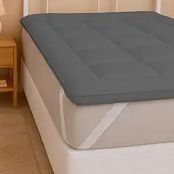 Pillow Top Solteiro 200 Fios Micropercal - Super Macio, Enchimento Grosso 600g/m², Antipilling, Faixas Elásticas, Fácil de Lavar (Cinza, Solteiro)