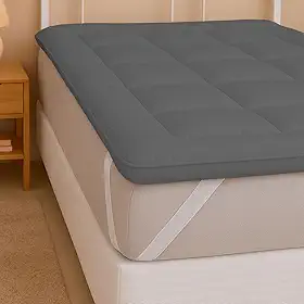 Pillow Top Casal 200 Fios Micropercal - Super Macio, Enchimento Grosso 600g/m², Antipilling, Faixas Elásticas, Fácil de Lavar (Cinza, Casal)