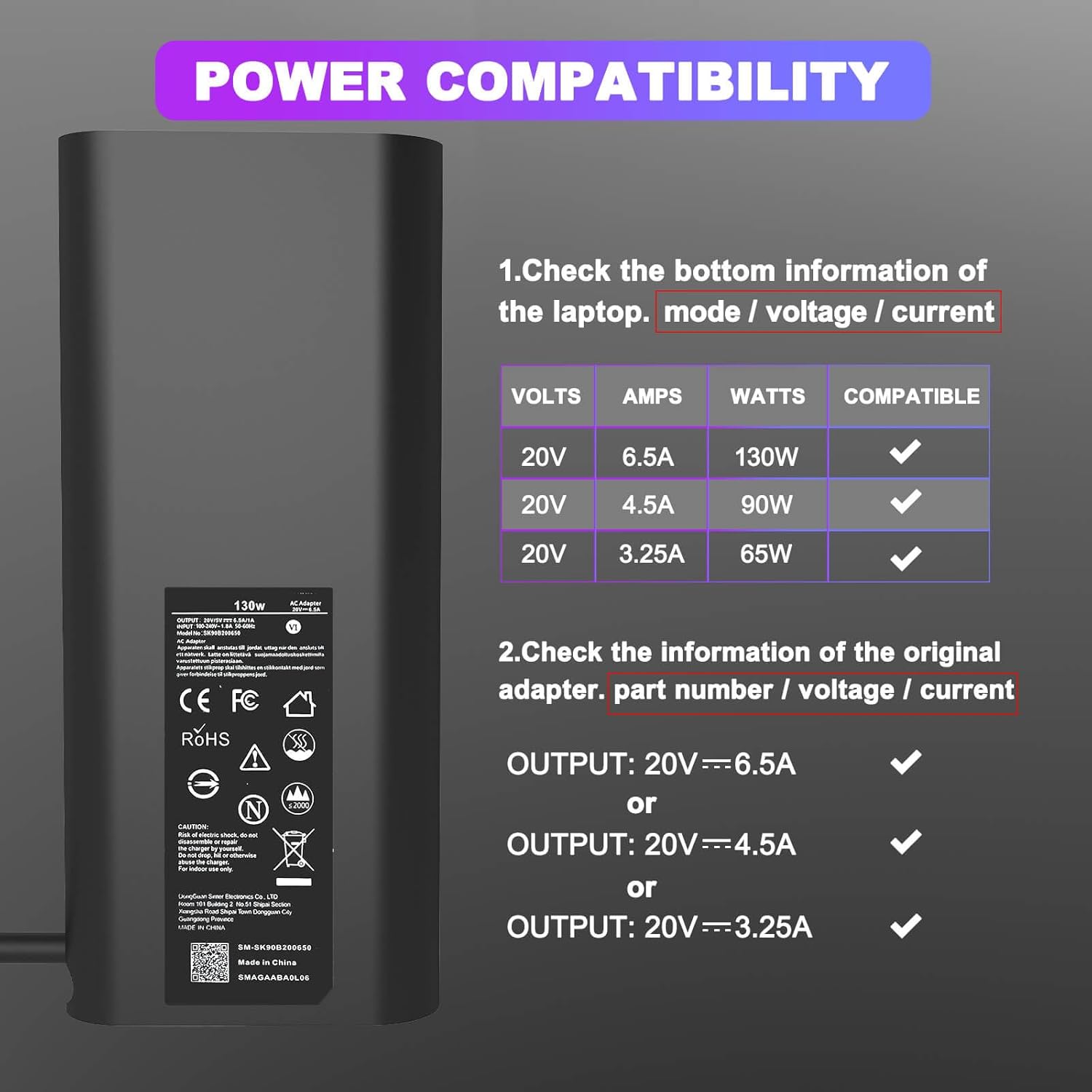 130W AC Adapter Compatible with Dell Laptop Computer Charger USB C for XPS 15 17 9500 9520 9570 9575 9730 9530 Precision 5550 5560 3560 3570 3571 2in1 Latitude Type C Power Cord SM100CL-01 image 2 of 7 B0CWNMD67K