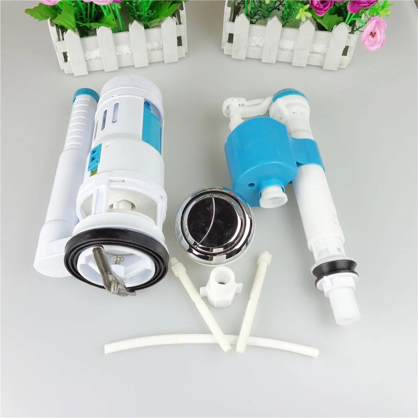 Galleggiante Cassetta Wc Kit valvola a pulsante a doppio scarico | WC Serbatoio dell'acqua Cisterna Sifone WC(24cm kit)