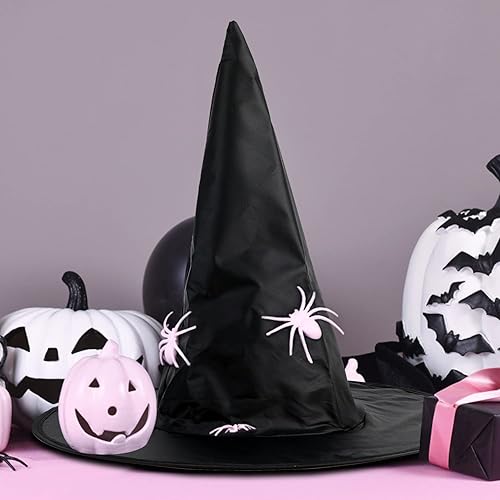 Miniatura 4 de CCINEE 12 sombreros de bruja para decoración de Halloween, accesorios de disfraces de bruja colgantes a granel con 120 calcomanías de pared de