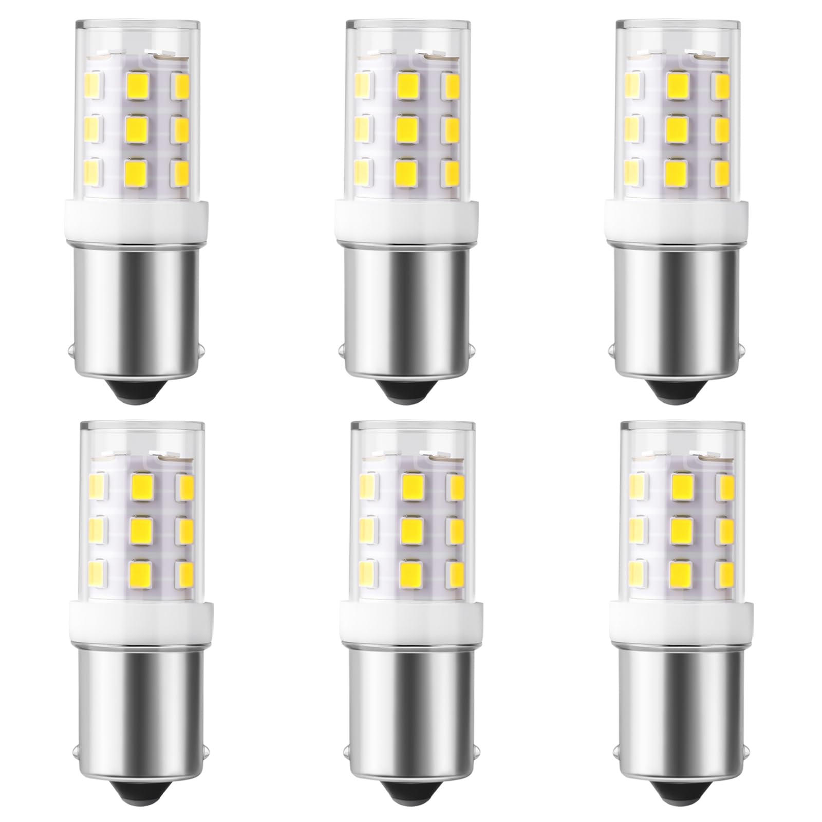 6-Pack 12 Volt 1156 1141 LED Bulbs,1003 7506 Ba15s LED Bulb 6000k Daylight White, Bayonet Single Contact Base, BA15S Bulb for Landscape RV Camper Interior Marine Boat Trailer Lights