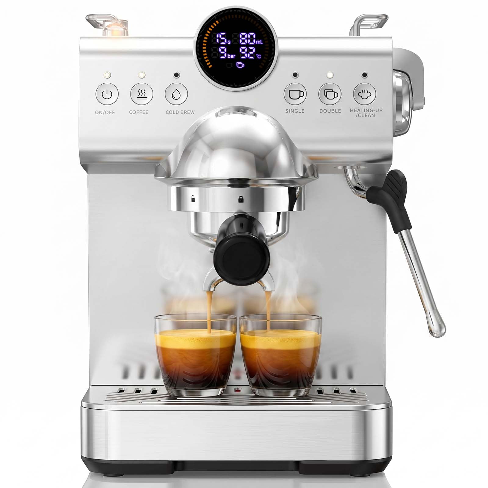 Espresso Machine 20 Bar, Hot & Cold Brew Coffee Maker with Steam Wand Milk Frother