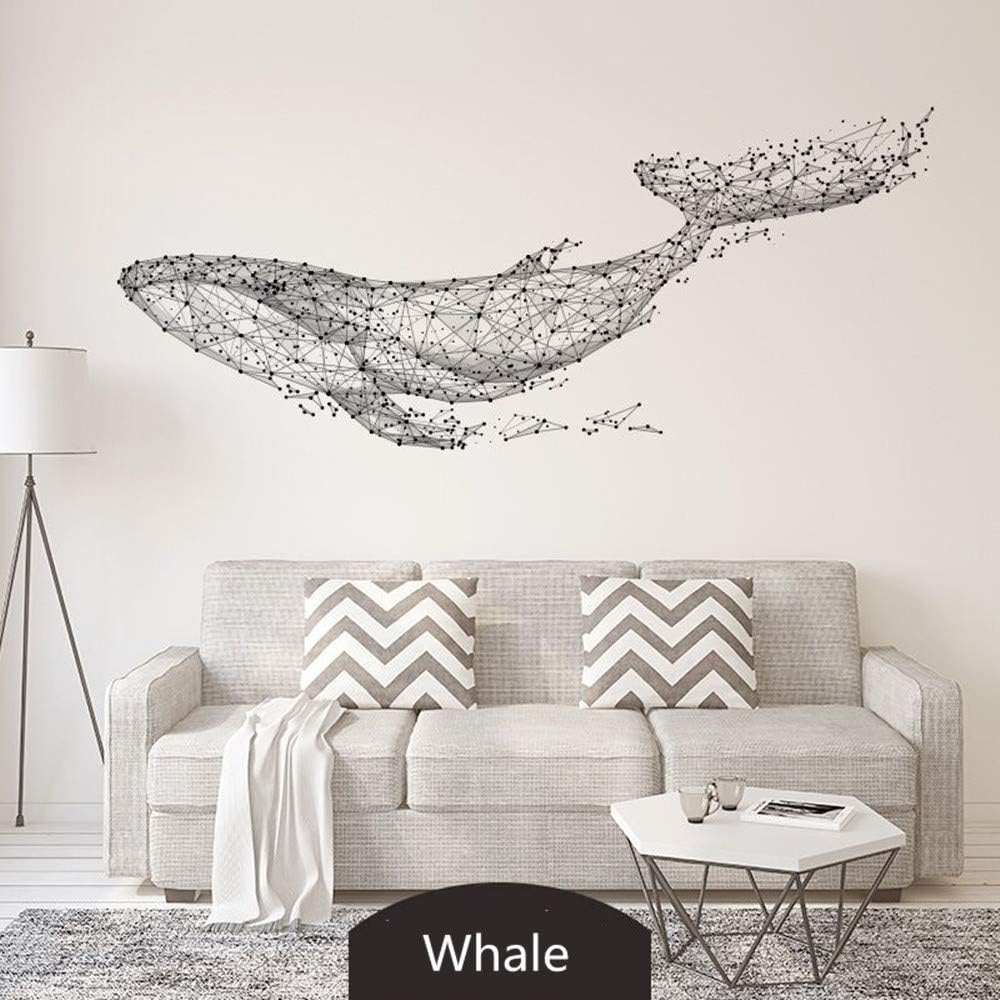 DERUN TRADING Giant Whale Ocean Wall Stickers Decals Decor Art Mural Peel & Stick Graphic for Nursery Kids Room Bedroom Living Room Bathroom Under Water Sea Nautical Theme Beluga Decorations DIY