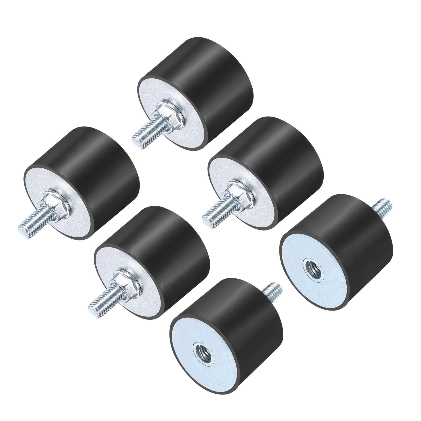 QUARKZMAN 6 Pezzi Supporti Antivibranti In Gomma M8x23mm Con Perno 40x30mm Maschio Femmina Ammortizzatori Di Vibrazioni Zincati Supporti Cilindrici Con 6 Pezzi Dadi Di Bloccaggio M8