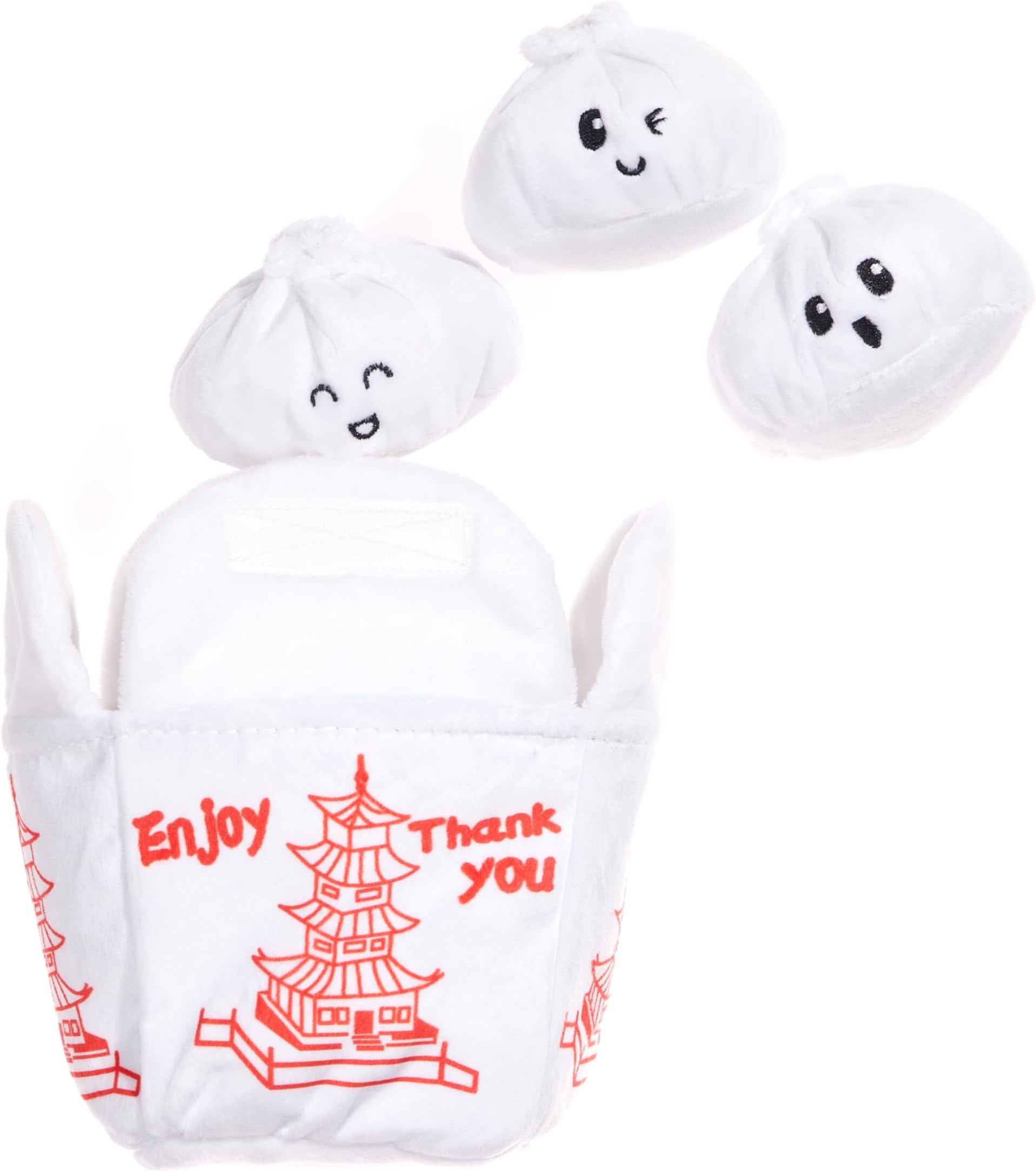 Barkbox Dog Toy 2 in 1 Interactive, Plush Exterior Material & Squeaker, Tearable Dog Toy with Squeaky Ball Inside, Ideal for Toy Destroyers - Andi's Dumpling, Small