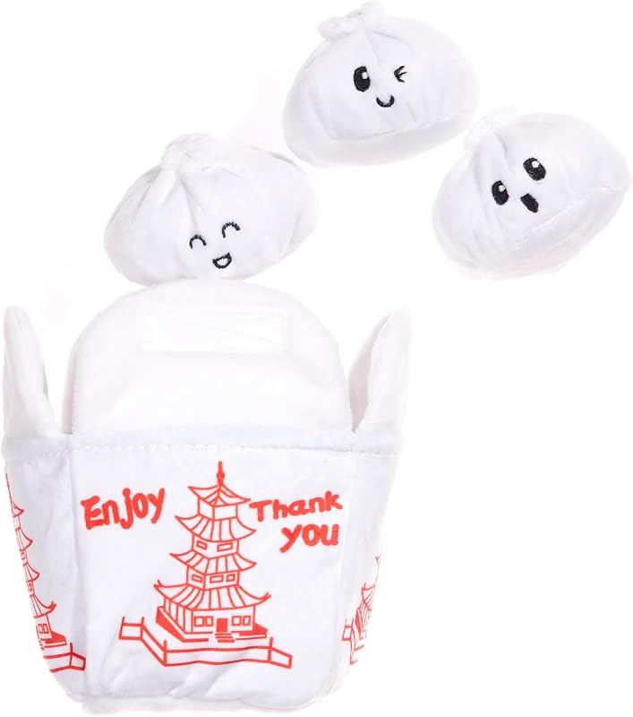 Andi's Dumplings 4-in-1 Interactive Plush Dog Toy | Squeaky Dog Chew Toy with Ball Inside and Crinkle Layers - For Small Dogs and Puppies