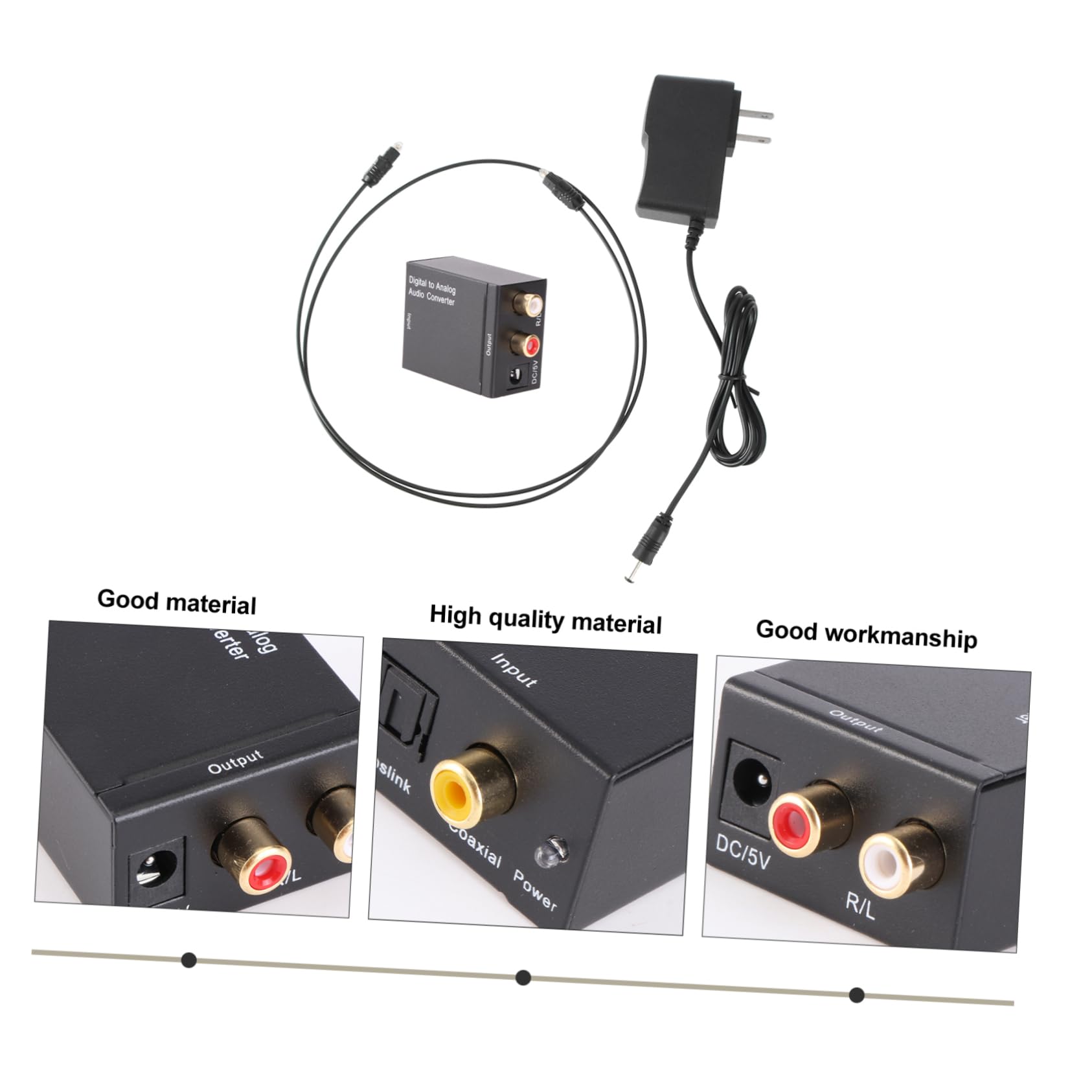 Gadpiparty 3pezzi Convertitore Audio Digitale Coassiale Spdif Analogico r Supporta Facile Installazione Compatibile Con Tv e Dvd Design Compatto e Leggero