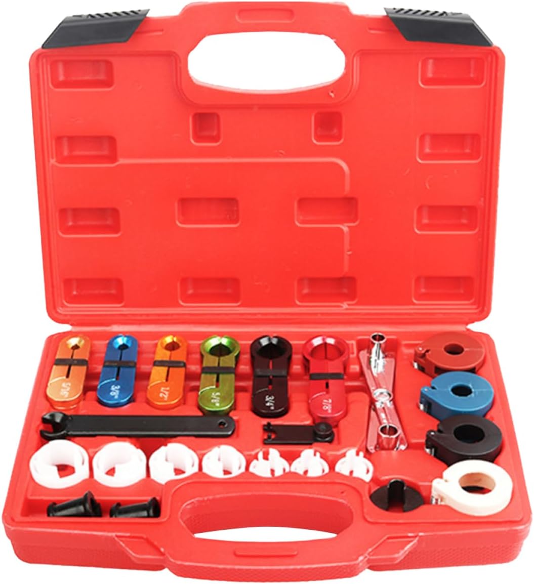 Amosfun 22pcs Automotive Line Quick Disconnect Tool Set Red Compatible Air Conditioning Lines Radiator Hoses and More Professional Disconnect Kit for Efficient Separation