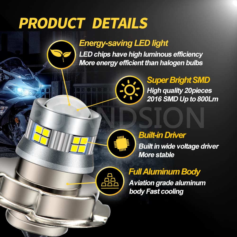 Ruiandsion P26S Ampoule LED pour phare de moto blanche 10-30V Super lumineuse 2016 20 puces LED avec lentille de projecteur pour phare de moto