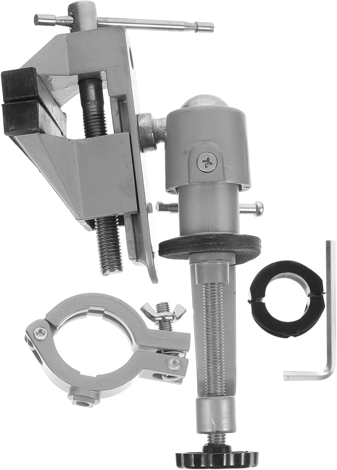 Table Vise Clamp Swivel Tilt Portable Clamp for Woodworking Welding Bench Tool Includes Drill Grinder Bracket