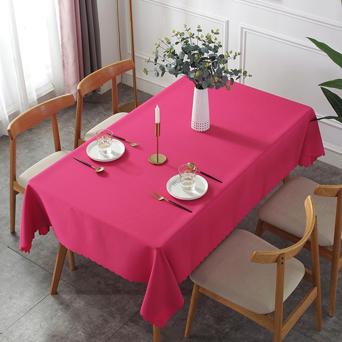 Mantel Rectangular de poliéster para decoración de Mesa para Bodas, Fiestas, Negocios y conferencias, Lavable a máquina, Rojo A 200 x 280 cm