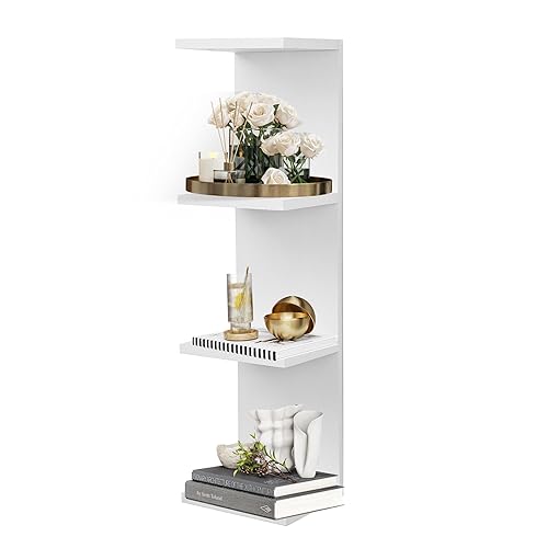 4 Tier Wall Shelf Unit,Vertical Column Floating Storage Home Decor