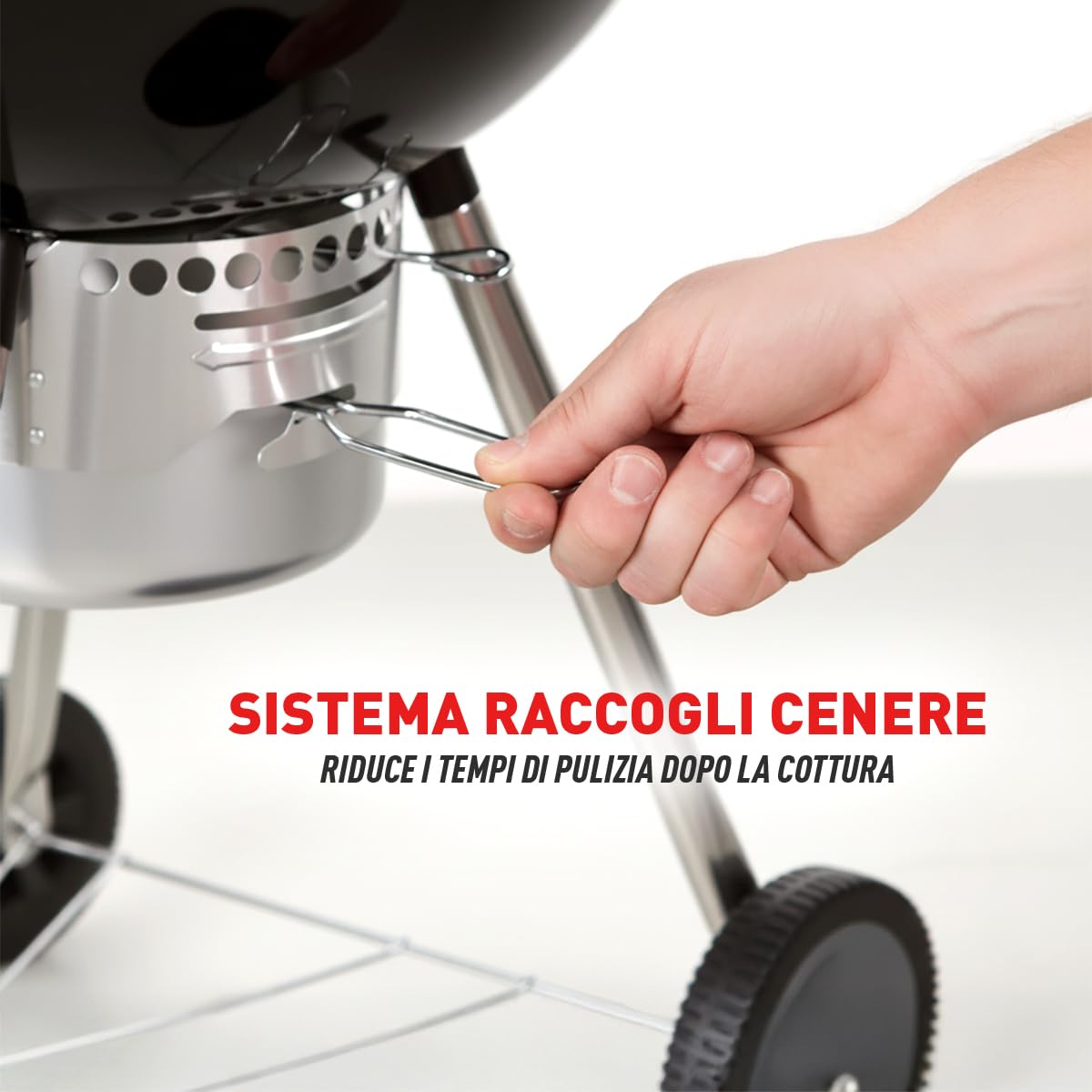 MasterCook - Barbecue a Carbonella Diametro Griglia 57 cm, Barbecue con Ruote e Coperchio, BBQ a Carbone Dotato di Termometro e Sistema Raccogli Cenere, Altezza Griglia da Terra 78 cm (Ketty Nero)