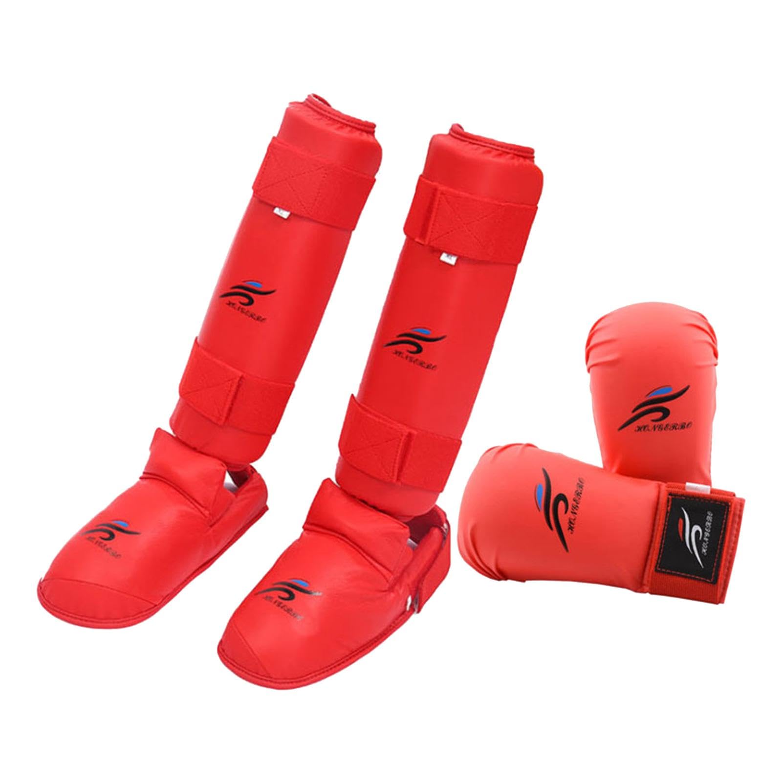 kowaku Karate Sparring Gear Set Boxhandschuhe Schienbeinschoner Schutz Professionelles Equipment Training für Taekwondo Grappling Sanda