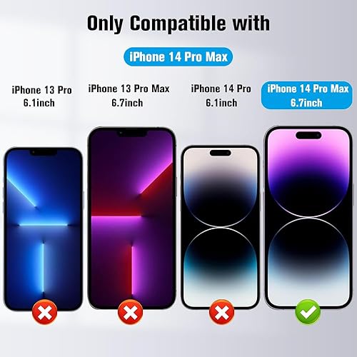 Miniatura 7 de Geviaho Paquete 1+1 Protector de pantalla de vidrio de privacidad para iPhone 14 Pro Max + protector de lente de cámara