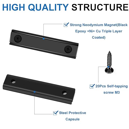 Miniatura 3 de LOVIMAG Imanes rectangulares de neodimio para ollas de 80 libras, 2.362 x 0.531 x 0.197 in, imanes de barra fuertes con agujero avellanado y