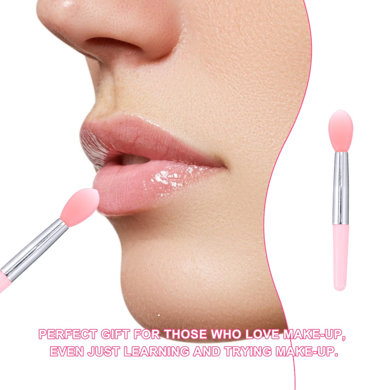 Lurrose 12Pcs Silicone Lip Brush Set Lip Mask Applicator with Cover Travel Size Lipstick Brush Applicator for Precise Color and Gloss Portable Makeup Tool for Home Work Travel