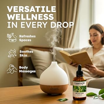 Camphor Essential Oil for Diffuse & Tea Tree Essential Oil for Diffuser Set - Aromatherapy Grade Essential Oils Set - 2X 4 Fl Oz - Kukka