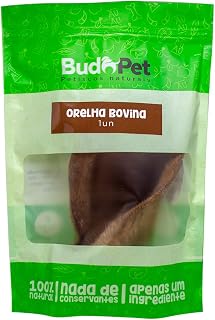 Petisco Natural para Cães e Gatos - Orelha Bovina - Embalagem com 1 Unidade - Budopet