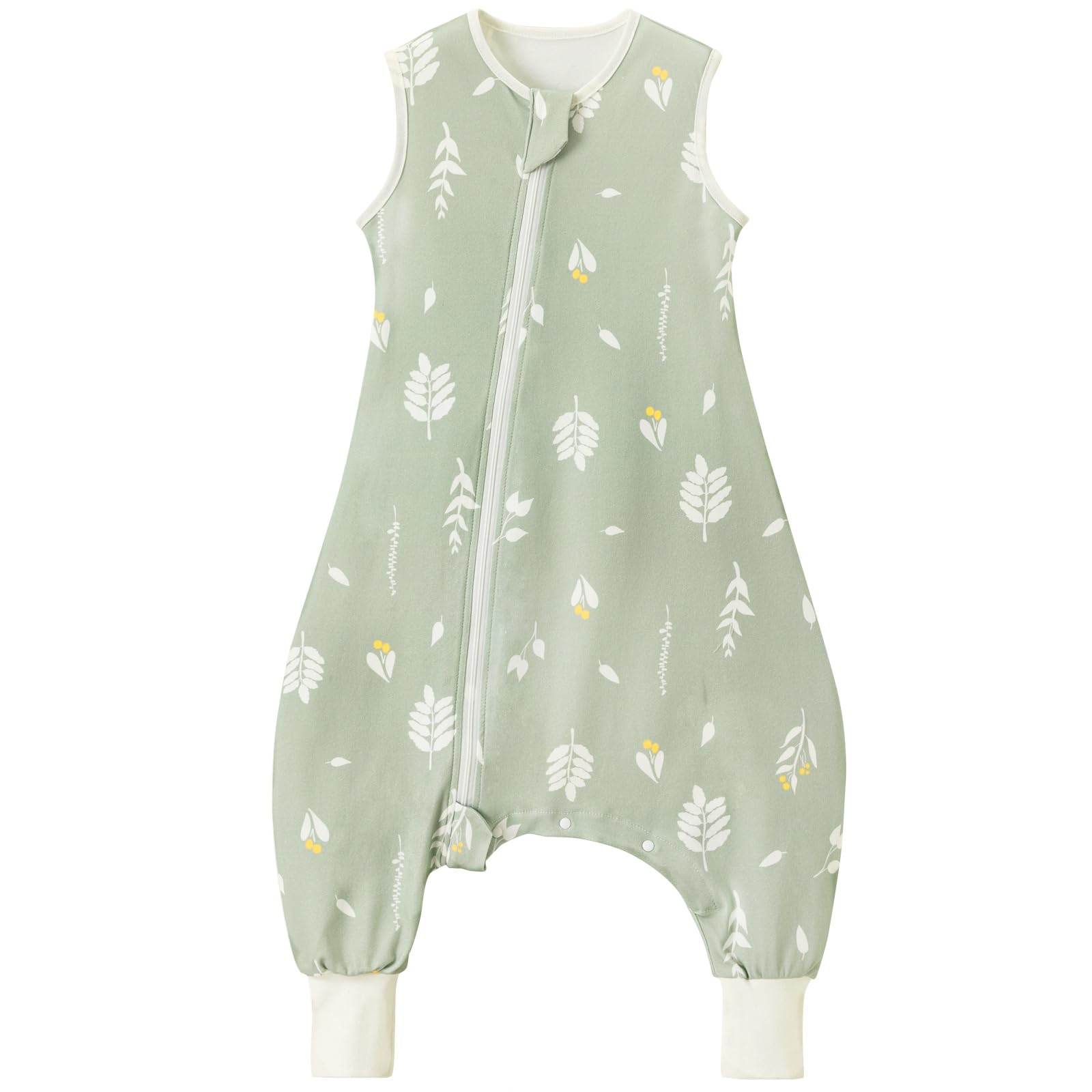 Nivolltha 1 TOG Premium Qualität Schlafsack mit Füßen, 100% Baumwolle Ganzjahres Super Weich Schlafsack mit Beinen, Blätter, Größe L