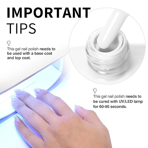 Miniatura 4 de CANNI - 1 esmalte de uñas de gel semipermanente para lámpara UVLED de alto brillo para manicura francesa, color blanco, para uso en casa o salón