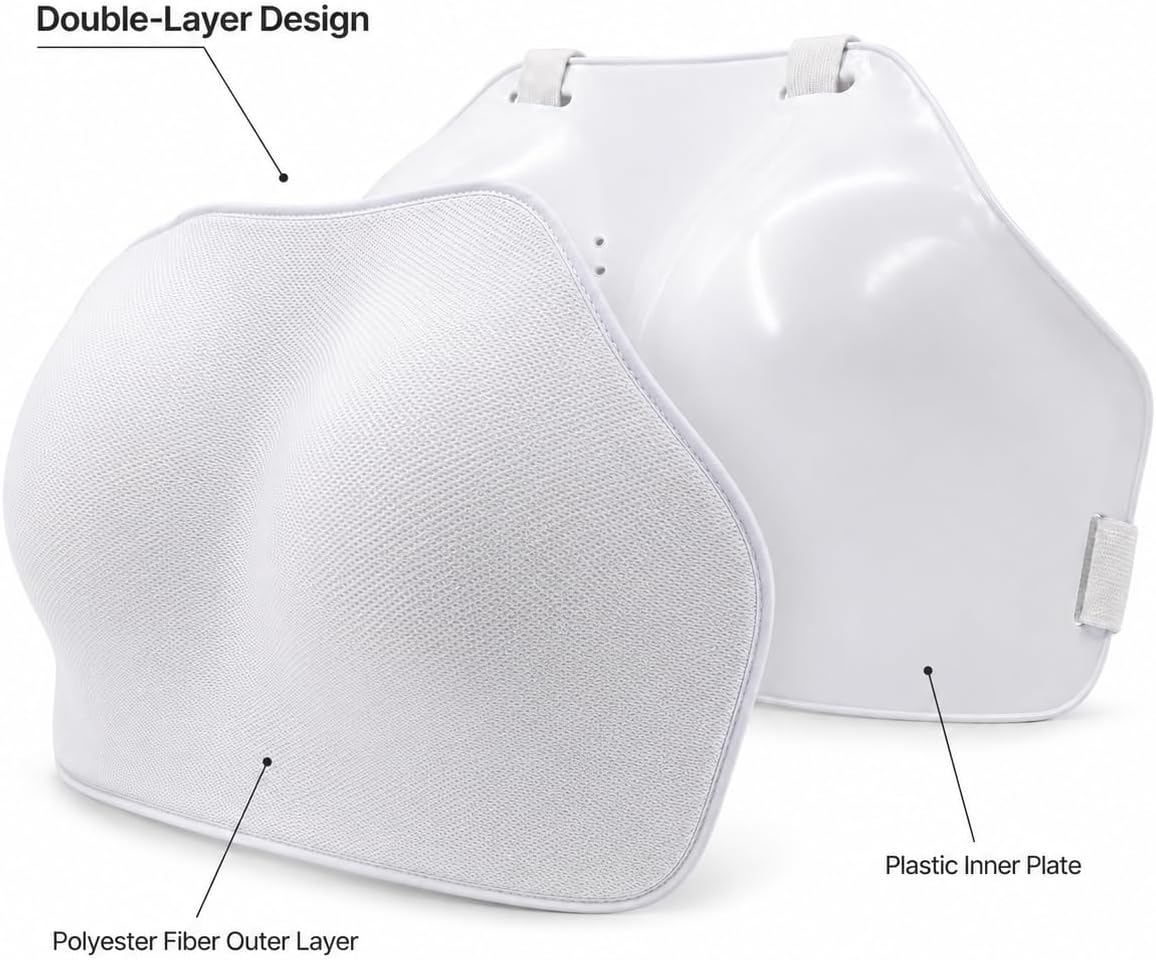 Women’s Fencing Chest Protector, Hema Chest Guard with Polyester-Covered Front Panel and Adjustable Back Straps, Lightweight Training Chest Guard for Hema and Fencing