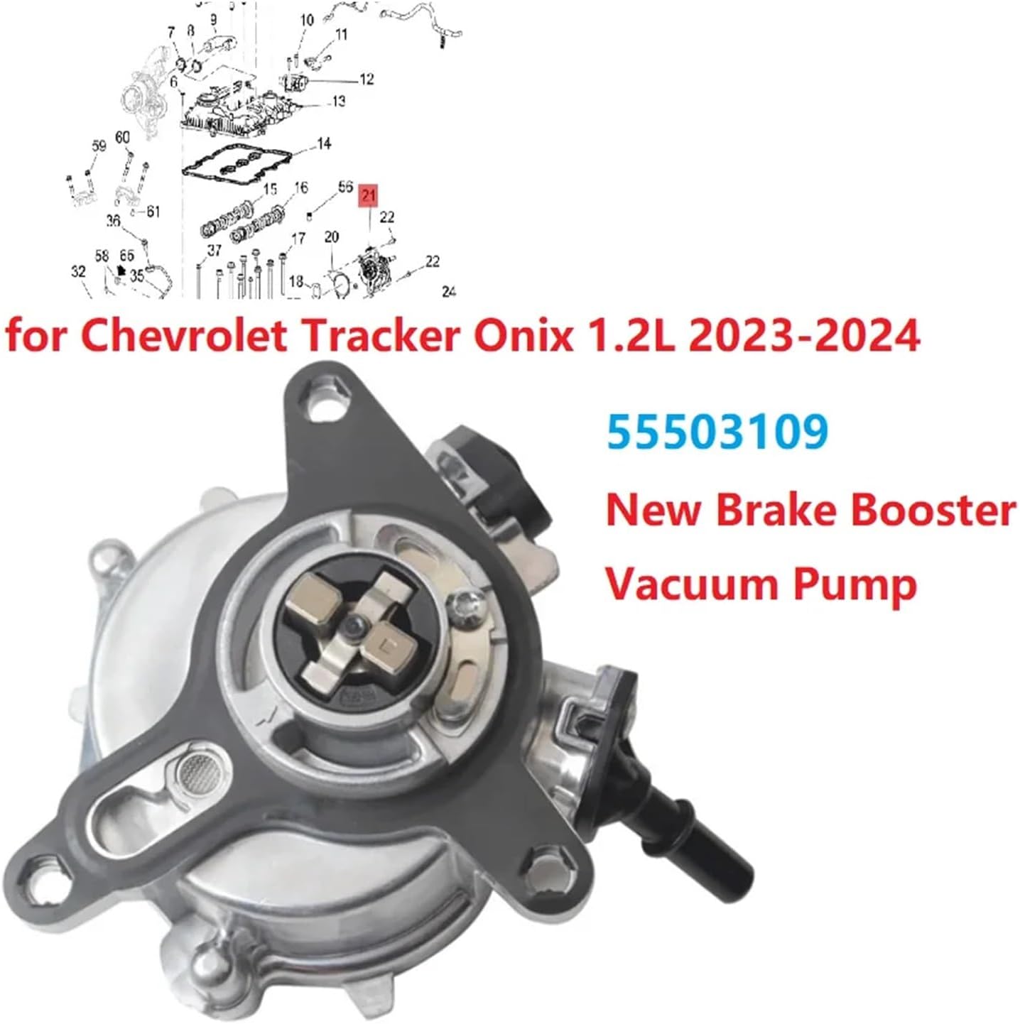 55503109 Brake Booster Vacuum Pump 55495082 Compatible With -Chevrolet Tracker Onix 1.2L Brake Vacuum Pump Assembly