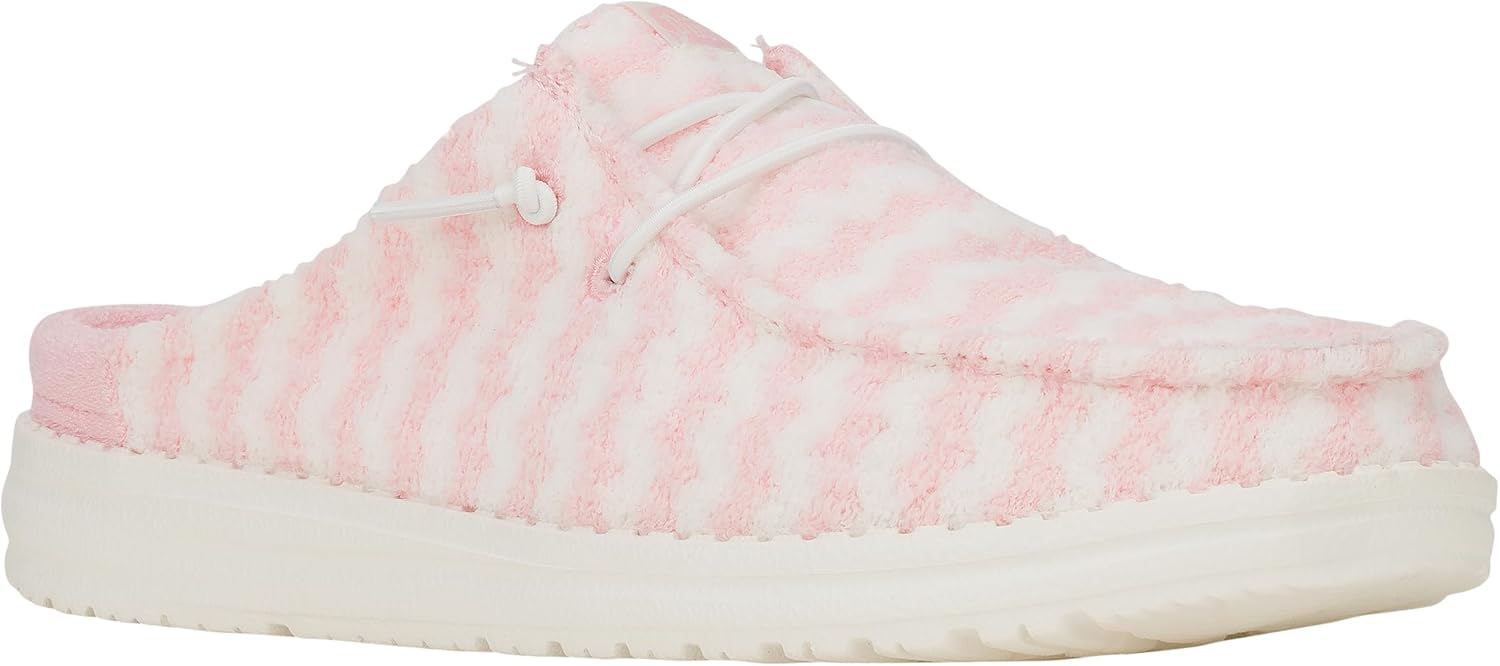 HEYDUDE Women's Wendy Slip Terry Stripe Loafer Pink/White - Image 7