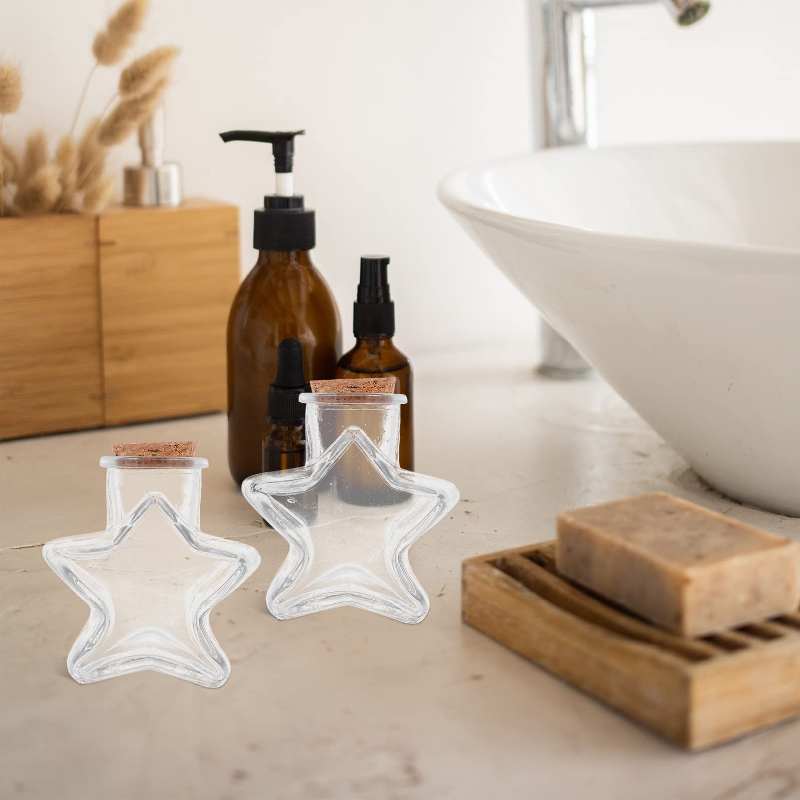 Amosfun Confezione Da 5 Barattoli in Con Messaggio - Bottiglie in Con Di Sughero Decorazioni Bottigliette Di Profumo Accessori Per Foto