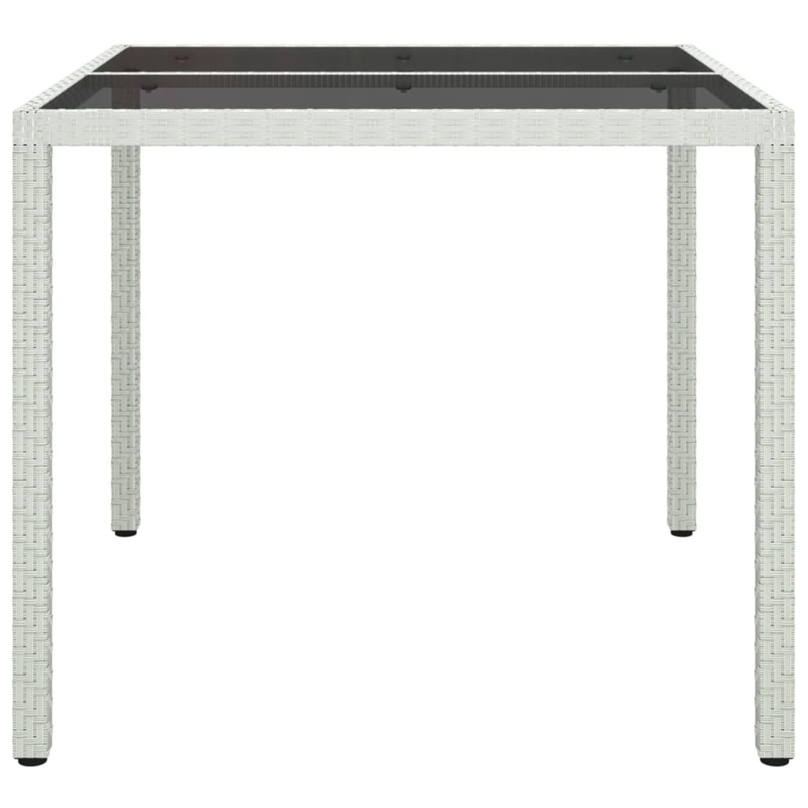 Stół ogrodowy, stół barowy, meble balkonowe, mały balkon, stół balkonowy, stolik pomocniczy, 90 x 90 x 75 cm, z hartowanego szkła, rattan, biały