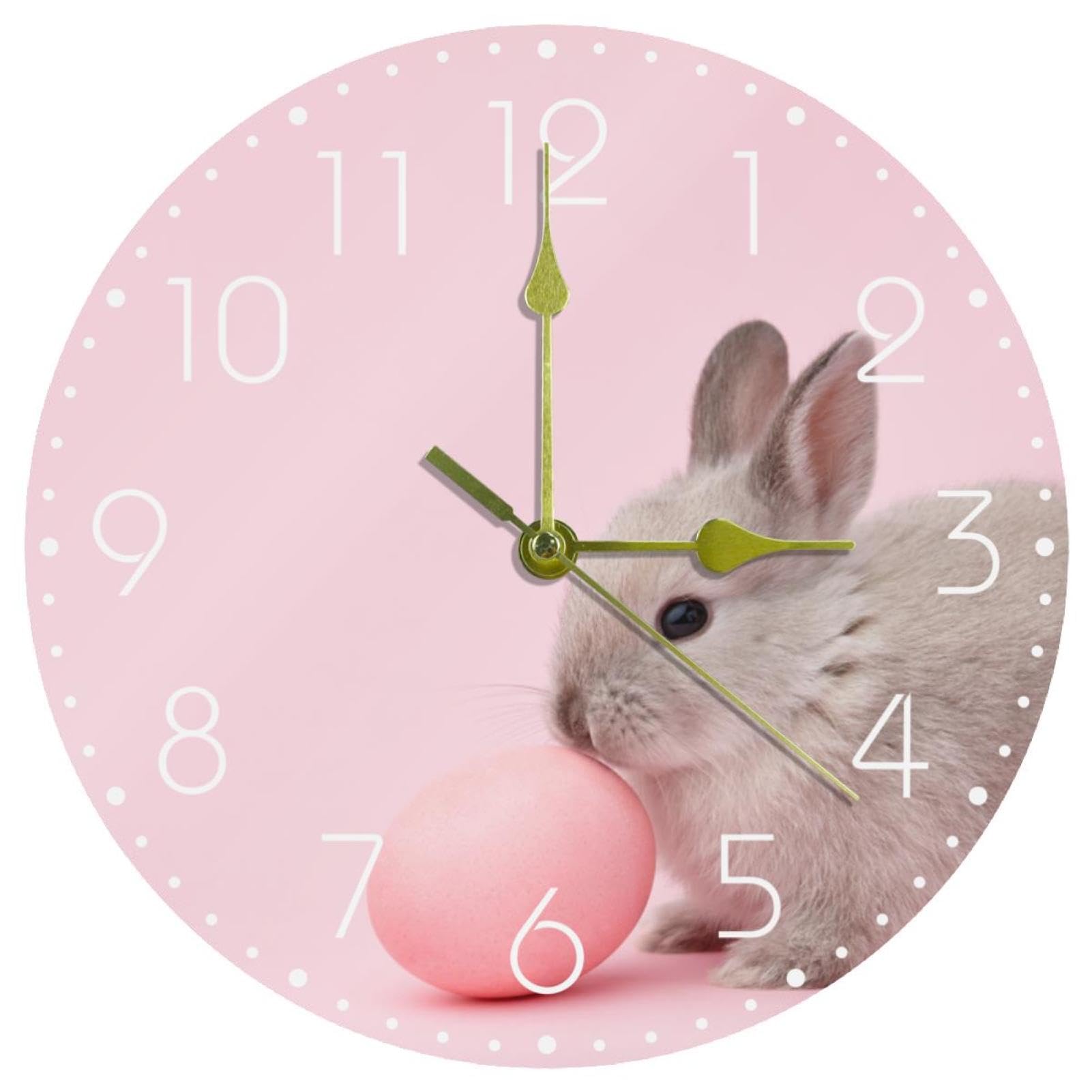 Horloge murale lapin rose grand cadran pour décorer la cuisine