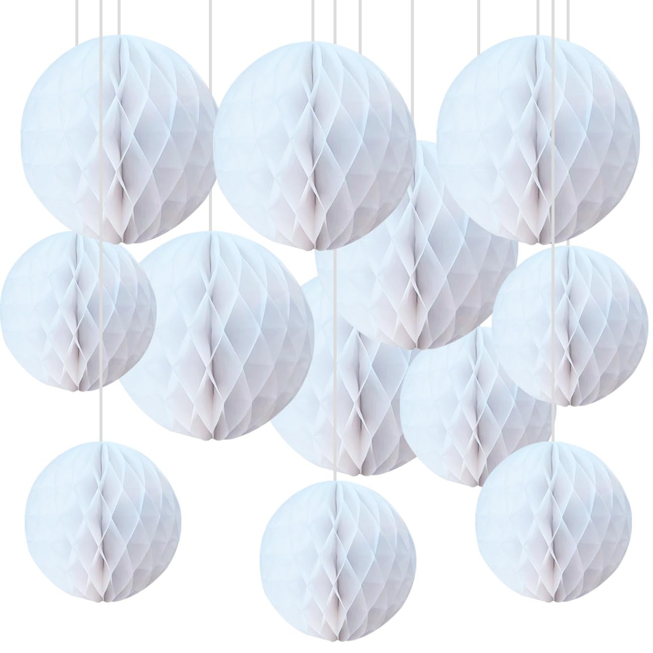 18Pc Vert Lanternes En Papier Suspendues Rondes, Boule En Nid D'Abeille