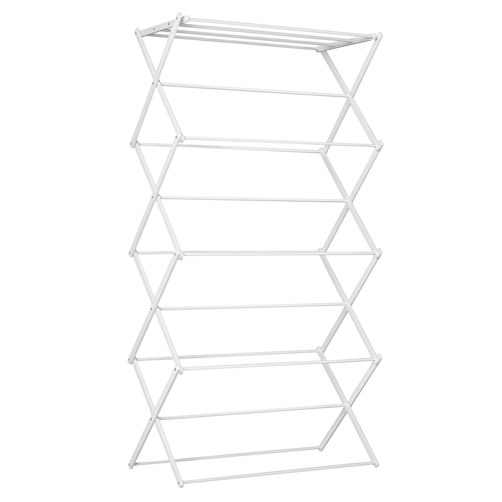 HOMCOM Stendibiancheria pieghevole a torre 74x35x144cm Bianco | Stendibiancheria a torre 8 livelli, metallo e plastica, supporto per asciugatura