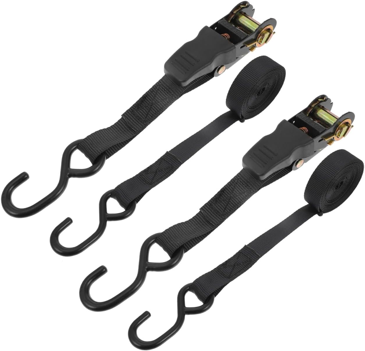 2sets Motorcycle Cargo Straps Durable Binding Belts for Luggage Heavy Duty Cargo Easy to Operate with Sturdy Buckles Black