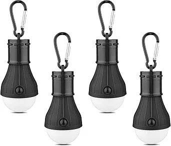 LED Camping Tent Lantern (4-Pack, Black)