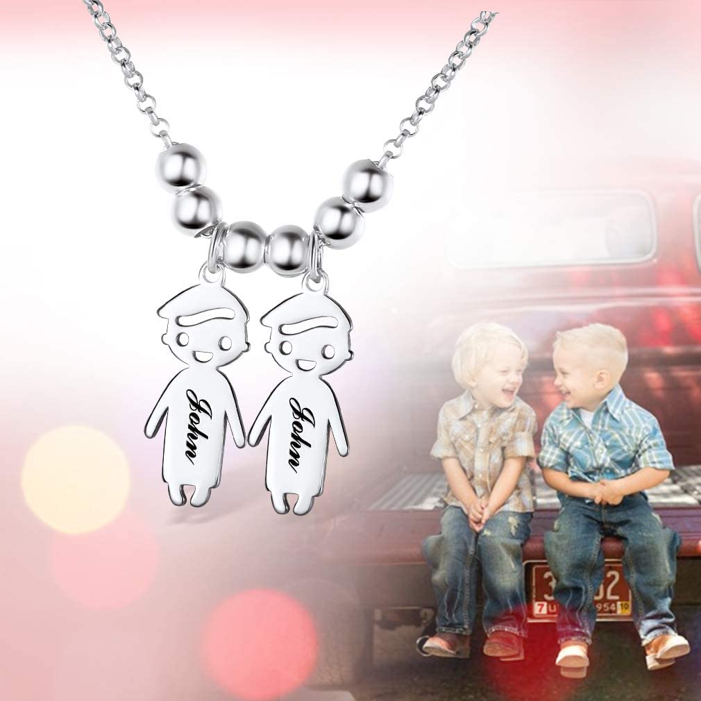Custom4U Collana Personalizzata Ciondolo Bambini in Argento S925 Ragazzi Ragazze 1-5 Nomi Laser Incisione Collana Donna Collana Mamma Famiglie Regalo Compleanno per Madre BFF