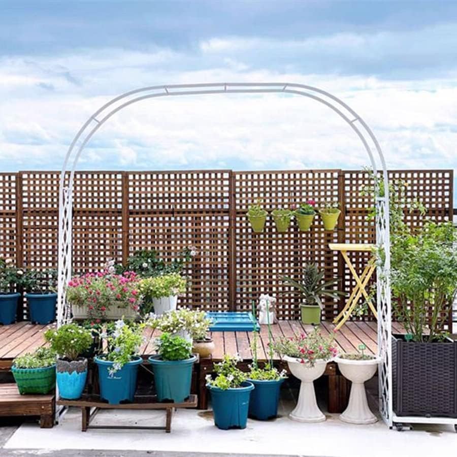 Arche de jardin en métal crème structure renforcée 140 x 230 cm - 6