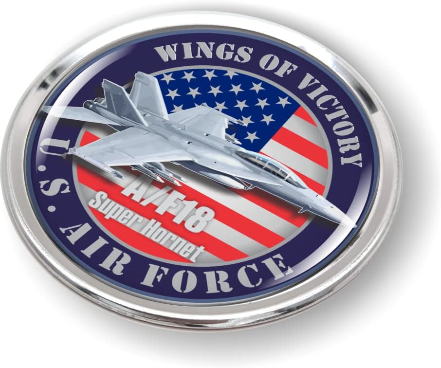 Miniatura 3 de U.S. Air Force veteran Aircraft AF-18 Super Hornet round vinyl sticker collection Wing of Victory 3D Dome Waterproof 100% UV Protected Aluminum
