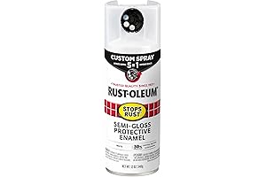 Rust-Oleum White Spray Paint Wood, Stops Rust Custom Spray 5-in-1, Semi-Gloss White, 12 oz