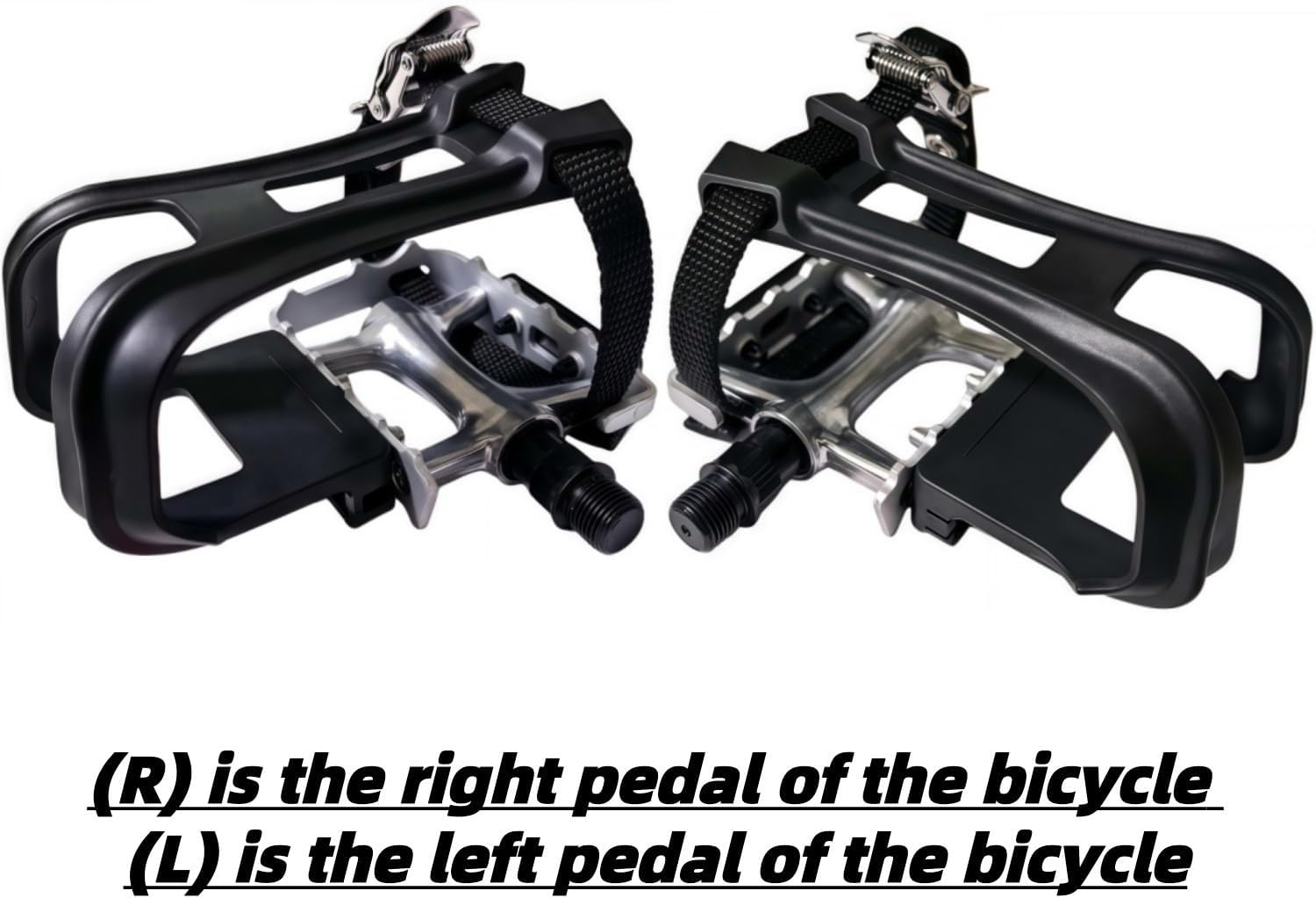 YBEKI All-Terrain Bike Pedals with Toe Clips & Adjustable Straps Dual-Purpose Resin/Alloy Bicycle Pedals 9/16" Spindle - Indoor/Outdoor Use for Exercise/Spin/Road Bikes MTB